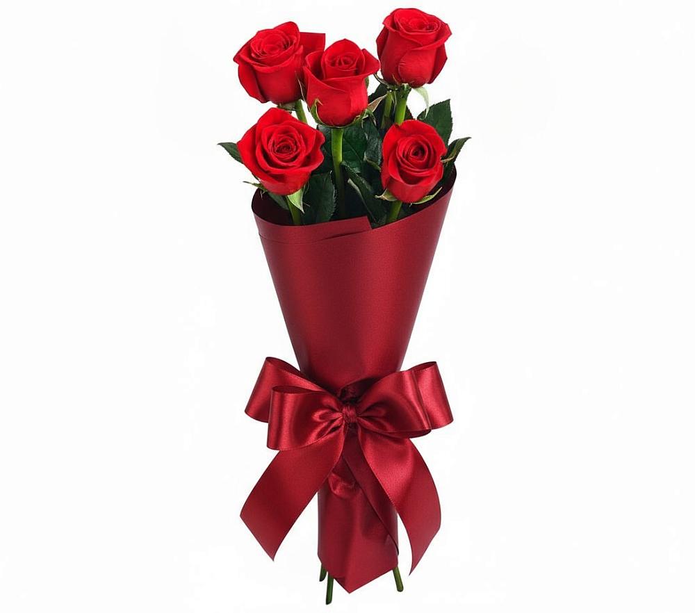 Букет 5 Красных роз Эдлесс Лав в Емельяновке