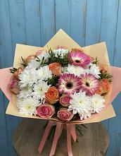 Букет цветов из:  Розы, Герберы и Хризантемы в Емельяновке