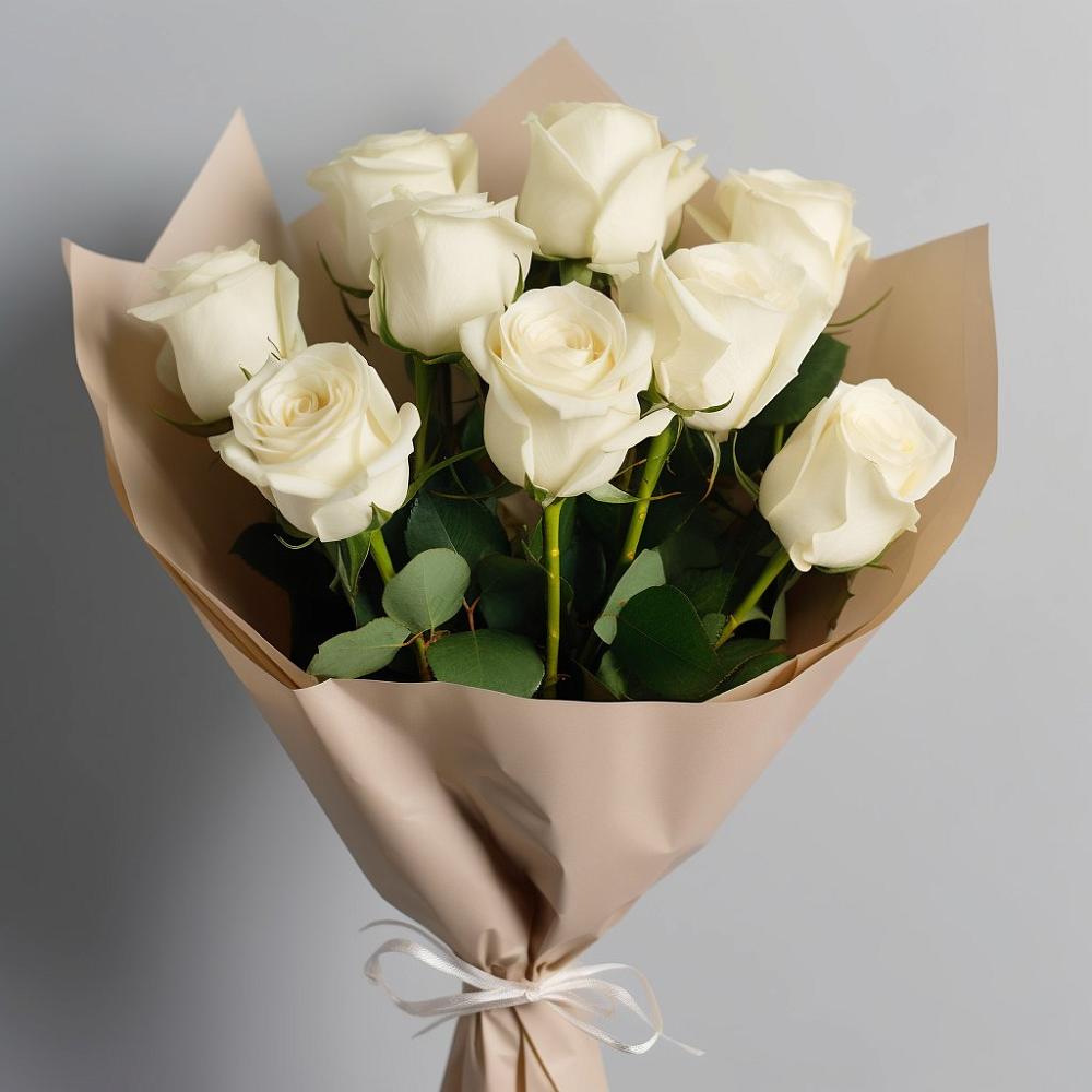 Букет 9 Белых роз Эдлесс Лав в Емельяновке