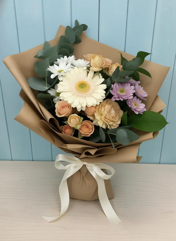Букет цветов из: Герберы и Хризантемы в Емельяновке