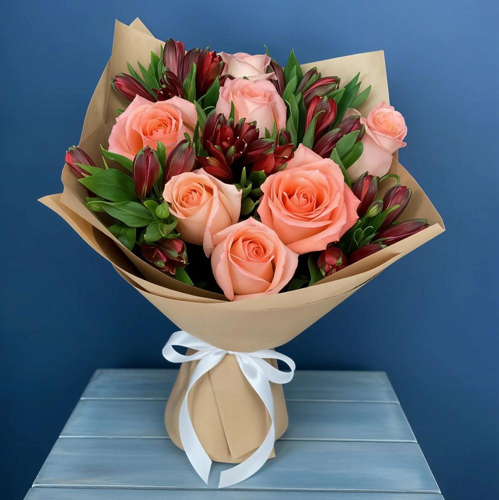 Букет цветов из: Розы и Альстромерии в Емельяновке