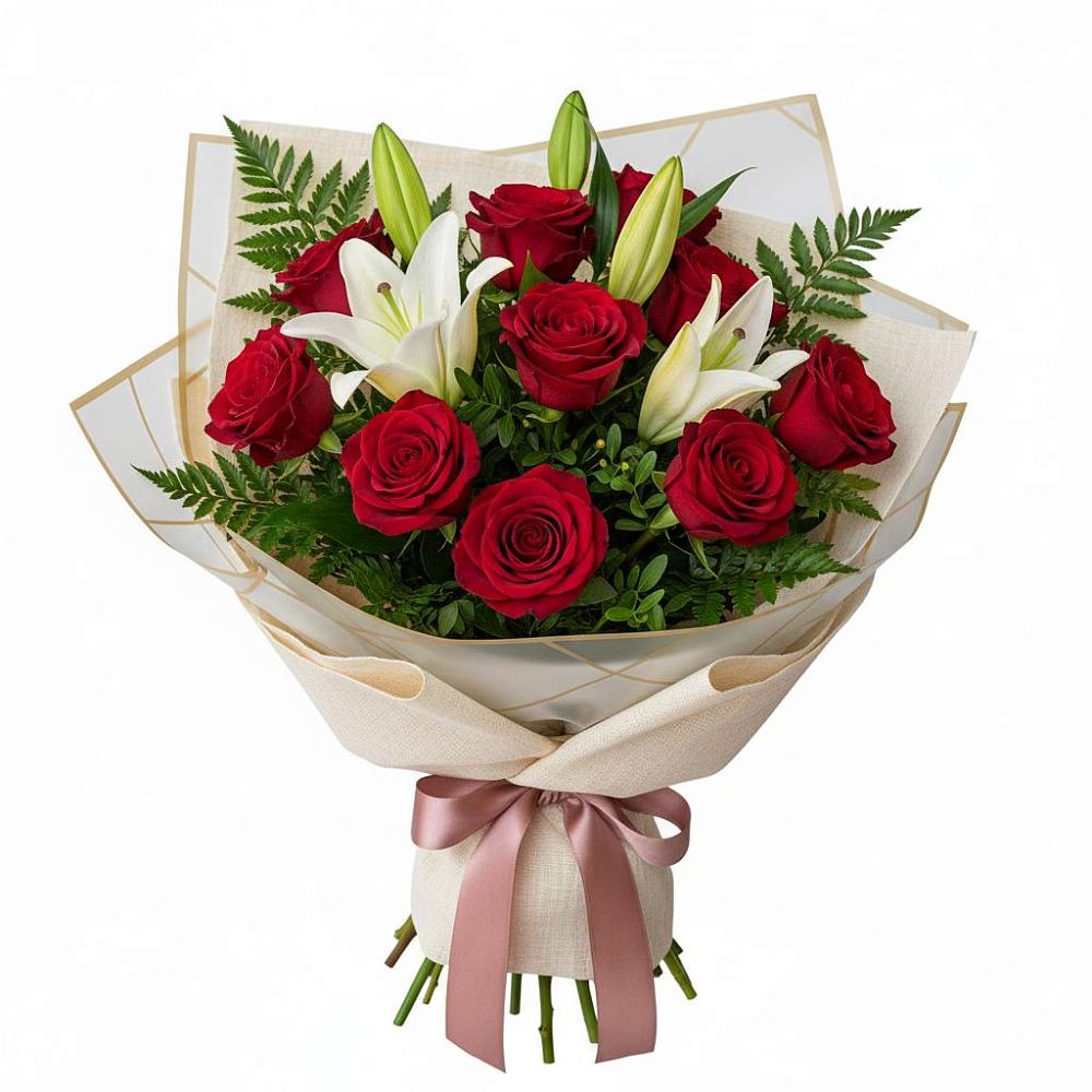 Букет цветов из: Лилии и Розы в Емельяновке