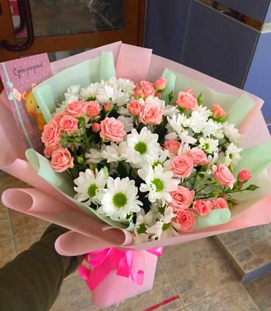 Букет цветов из: Розы и Хризантемы в Емельяновке