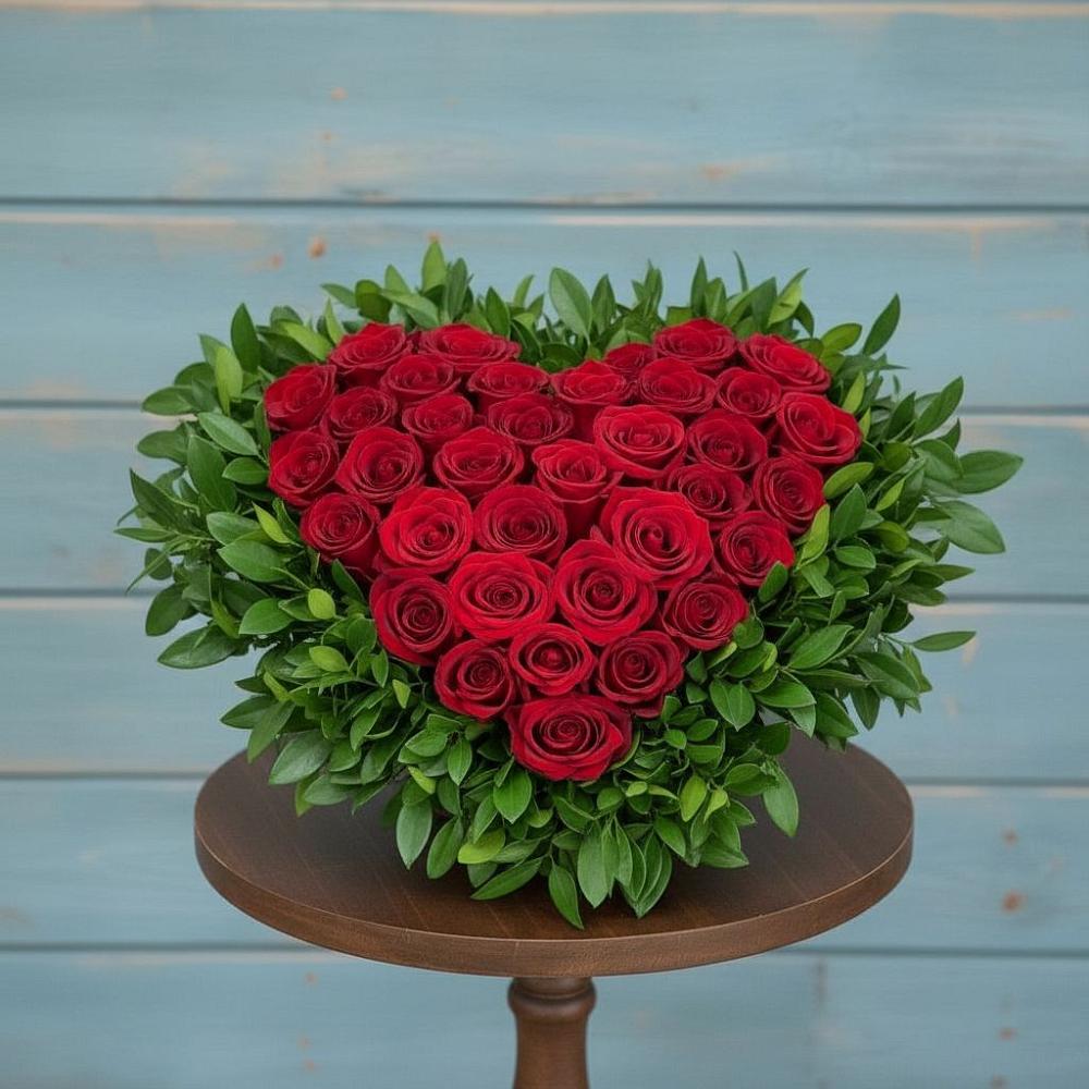 Цветочная композиция из Розы в виде сердца в Емельяновке