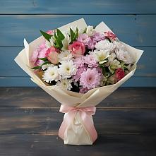 Букет цветов из:  Хризантемы, Альстромерии и Розы в Емельяновке