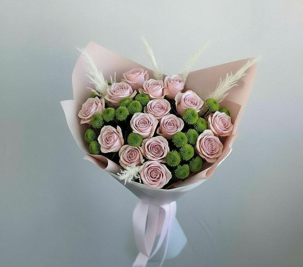 Букет цветов из: Розы и Хризантемы в Емельяновке