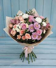 Букет цветов из:  Хризантемы, Розы и Альстромерии в Емельяновке
