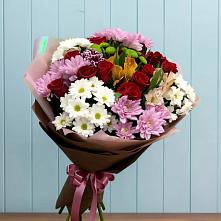 Букет цветов из:  Розы, Хризантемы и Альстромерии в Емельяновке